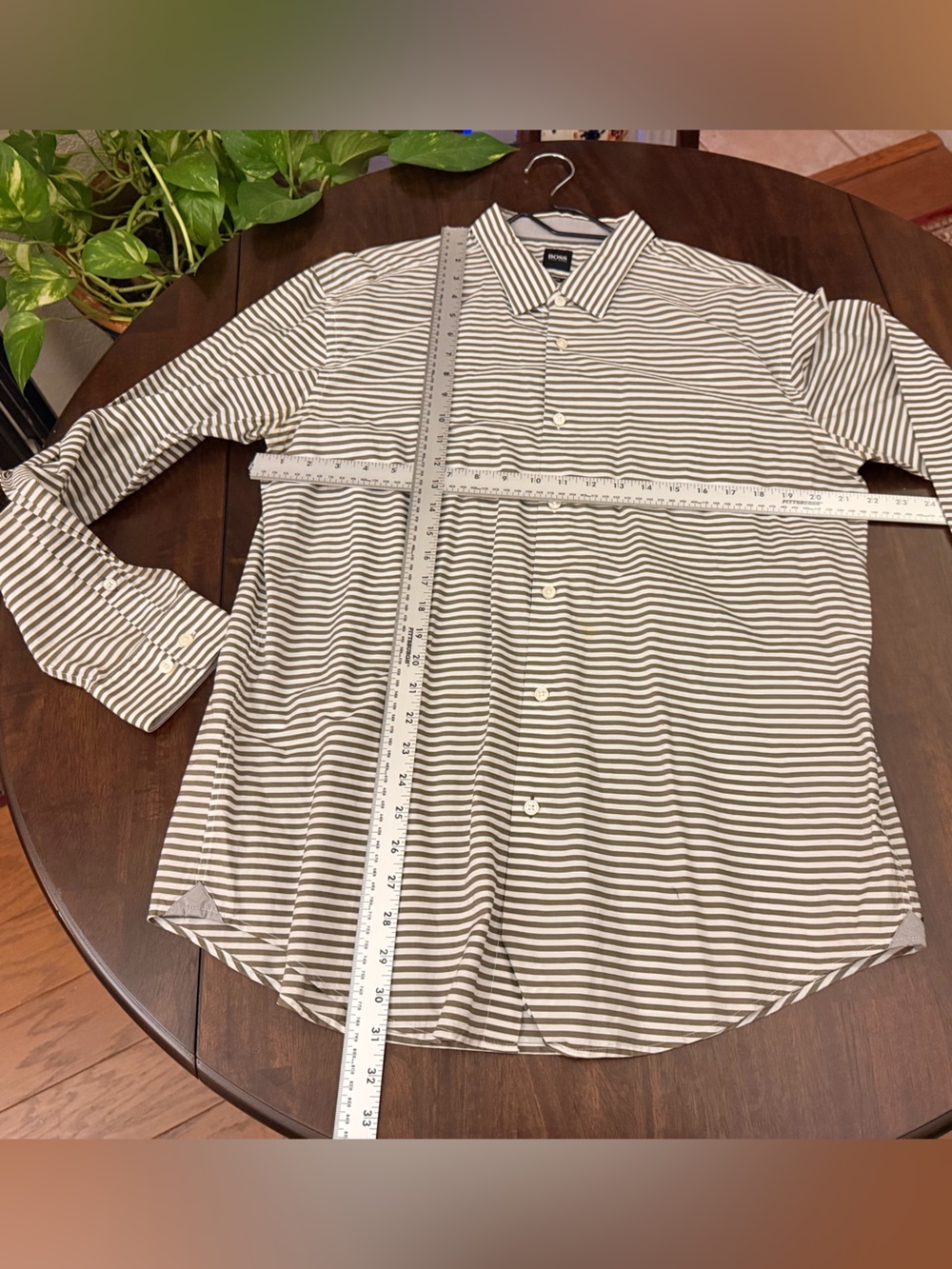 Hugo Boss Striped Button-Down Shirt - White & Gray